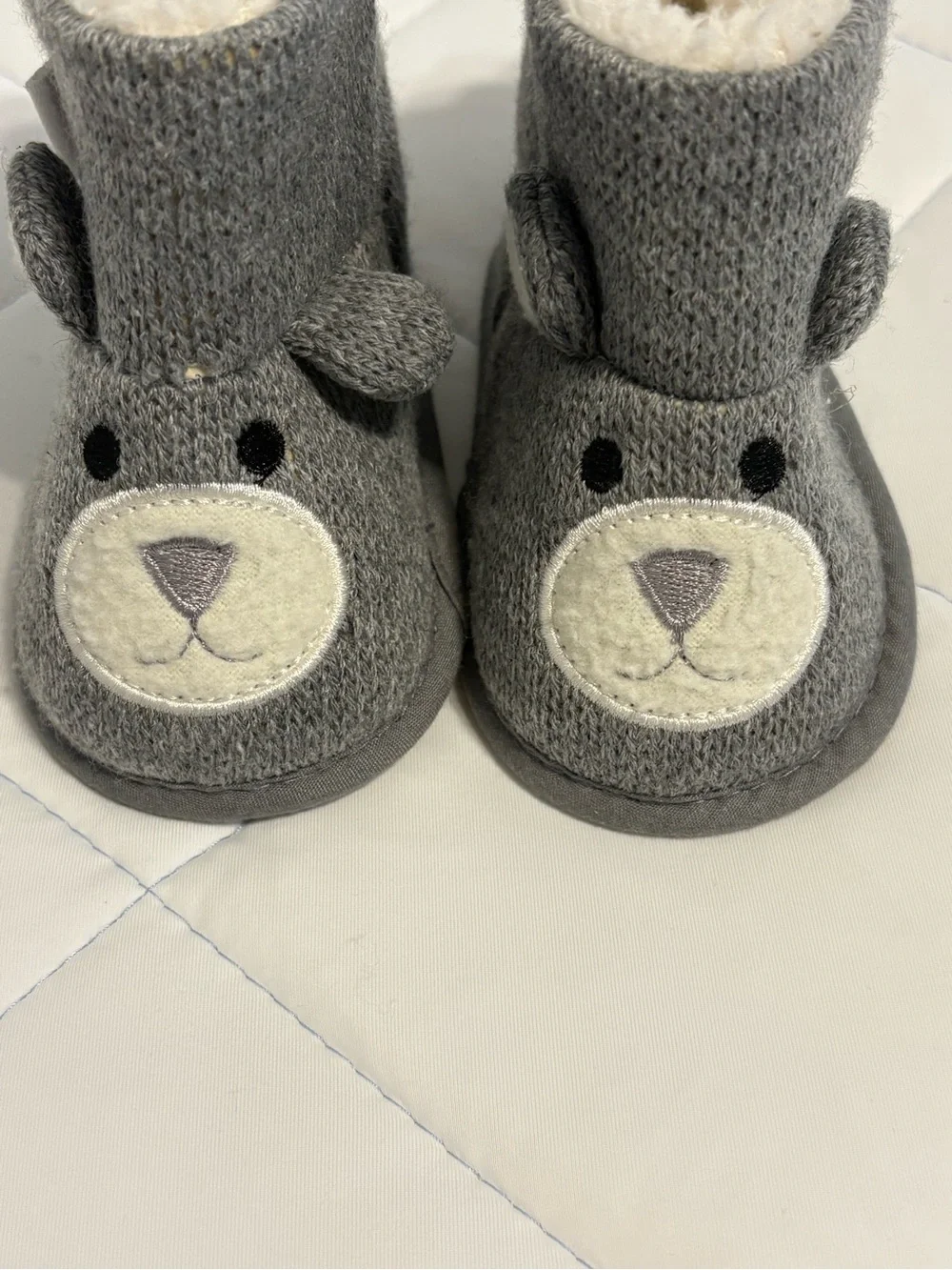NWOT-Kids Grey Bear Cozy Booties - Plush Lined Toddler Shoes